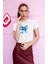 Mavi Kurdele Baskılı Crop Top, Kadın Blue Ribbon Baskılı Crop Bluz 2