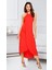 Boyun Askılı Eteği Kruvaze Kesim Viskon Kumaş Elbise 4
