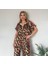 Kadın Dalgıç Kumaş Dijital Leopar Baskılı Şerit Detaylı Takım 3