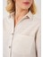 Kadın Keten Görünümlü Crop Gömlek 20339 - Krem 5