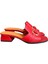 Kırmızı Hakiki Deri Tek Bant Üzeri Toka Detaylı Topuklu Terlik 2