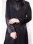 Kadın Siyah Medine Ipeği ile Saten Düğmeli Şık Abaya 5