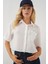 Kadın Kısa Kol Crop Gömlek 20341 - Beyaz 1