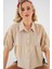Kadın Kısa Kol Crop Gömlek 20335 - Bej 1