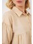 Kadın Kısa Kol Crop Gömlek 20335 - Bej 5