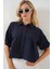 Kadın Kısa Kol Crop Gömlek 20335 - Lacivert 1