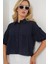 Kadın Kısa Kol Crop Gömlek 20335 - Lacivert 3