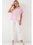 Kadın Çizgili Kısa Kol Gömlek 20327 - Pembe 2
