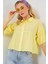 Kadın Kısa Kol Crop Gömlek 20335 - Sarı 1