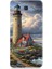 Samsung Galaxy J5 Prime Uyumlu Kayalıkta Gök Altında Deniz Feneri Desenli Silikon Kılıf 1