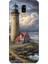 Samsung Galaxy J8 Uyumlu Kayalıkta Gök Altında Deniz Feneri Desenli Silikon Kılıf 1