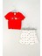 Kız Çocuk Pamuklu Kırmızı T-Shirt ve Desenli Etekli Takım 3