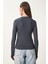 2' Li Paket Bisiklet Yaka Parmak Geçmeli Basic Örme Bluz Ekru Antrasit LCR0011 4