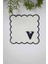 V Harfi Minimal Monogramlı Siyah Nakış Kenarlı Beyaz Kokteyl Peçetesi 1 Adet 1