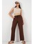 Geniş Paça Keten Pantolon 6735 - Kahverengi 1