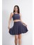 Sendy Kumaş Bisiklet Yaka Crop Şortlu Etek Ikili Takım - Antrasit 2