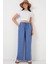 Geniş Paça Keten Pantolon 6735 - Indigo 1