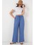 Geniş Paça Keten Pantolon 6735 - Indigo 3