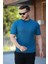 Erkek Bisiklet Yaka Örgü Desenli Kısa Örme Triko Kısa Kollu T-Shirt 1