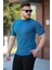 Erkek Bisiklet Yaka Örgü Desenli Kısa Örme Triko Kısa Kollu T-Shirt 2