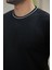 Erkek Bisiklet Yaka Çizgi Desenli Ribanalı Kısa Kollu Tshirt 3