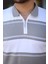 Erkek Yakalı Fermuarlı Çift Renk Kısa Kollu T-Shirt 3
