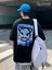 Baskılı Oversize Bisiklet Yaka T-Shirt - Siyah 1