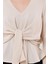 Ön Bağlamalı Volan Kol Ekru Bluz 3