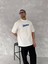 Ön ve Arka Baskılı Oversize Bisiklet Yaka T-Shirt- Beyaz 3