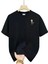 Baskılı Oversize Bisiklet Yaka T-Shirt - Siyah 1