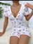 Kadın Göğüs Dekolteli Pinterest Kiraz Desen Full Likralı Şort Tulum 3