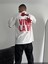 Baskılı Oversize Bisiklet Yaka T-Shirt - Beyaz 3