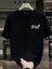 Baskılı Oversize Bisiklet Yaka T-Shirt - Siyah 2