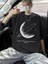 Baskılı Oversize Bisiklet Yaka T-Shirt - Siyah 2
