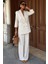 Blazer Ceketli Çizgili Keten Takım 10186 1