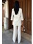 Blazer Ceketli Çizgili Keten Takım 10186 3