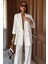 Blazer Ceketli Çizgili Keten Takım 10186 5