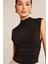 Siyah Kolsuz Büzgü Detaylı Yumuşak Dokulu Esnek Bluz 1