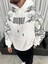 Kapşonlu Üç Iplik Baskılı Sweatshirt - Beyaz 1