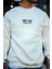 Oversize Bisiklet Yaka Üç Iplik Baskılı Sweatshirt - Beyaz 1