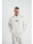 Polızeı Premium Kalite Unisex Kapşonlu Ara Biyeli Sweatshirt - Beyaz 1