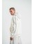 Polızeı Premium Kalite Unisex Kapşonlu Ara Biyeli Sweatshirt - Beyaz 2