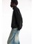 Oversize Yarım Farmuarlı Yakalı Basic Sweatshirt - Siyah 4