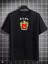 Unisex Bisiklet Yaka Baskılı Oversize T-Shirt - Siyah 1