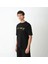 Unisex Bisiklet Yaka Baskılı Oversize T-Shirt - Siyah 2