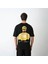 Unisex Bisiklet Yaka Baskılı Oversize T-Shirt - Siyah 4