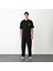 Unisex Bisiklet Yaka Baskılı Oversize T-Shirt - Siyah 1