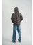 Double Oversize Kapşonlu Şimşek Pano Baskılı Sweatshirt - Füme 4