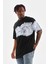 Unisex Bisiklet Yaka Baskılı Oversize T-Shirt - Siyah 2
