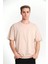 Unisex Düz Biskilet Yaka Oversize T-Shirt - Bej 1